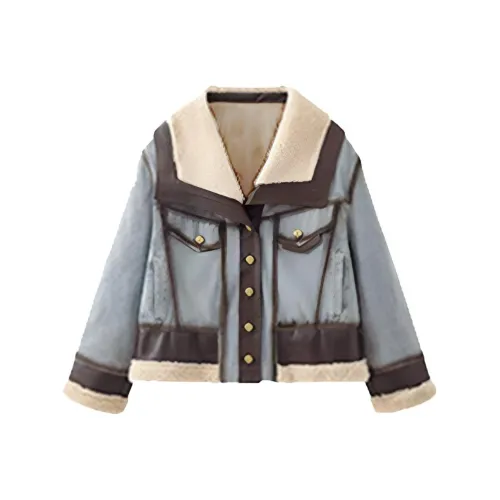 DITB Джинсовый синий Женские бархатные куртки