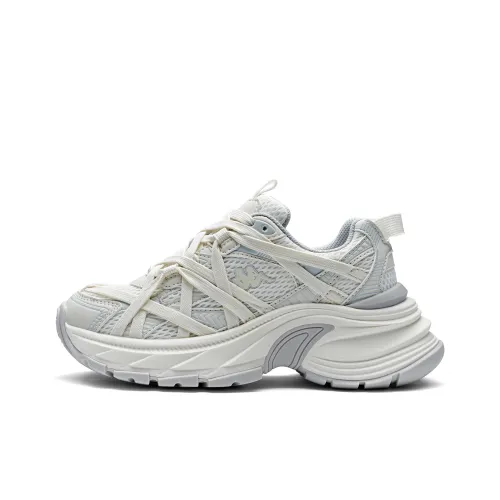 KAPPA Спина к Спине Устойчивые к Износу Низкий Топ Толстая Подошва Кроссовки Женские Спокойный Серый