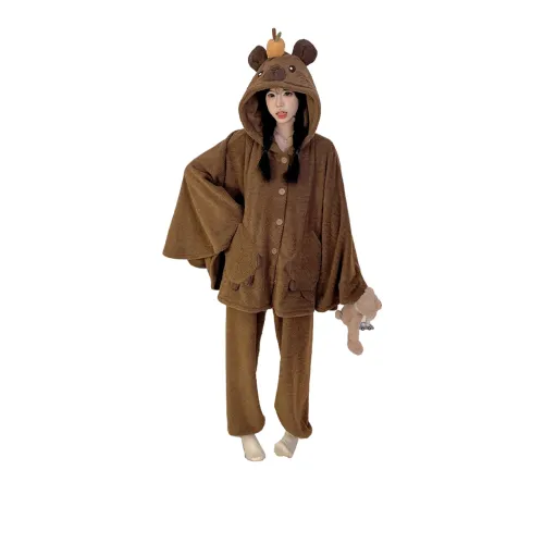 GUANQU Темно-коричневый женский пижамный комплект