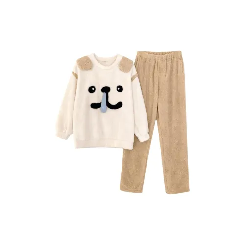 Daiyindie Осенние и зимние пижамы для женщин утолщенный флис с подкладкой термостойкий коралловый флис комплект одежды