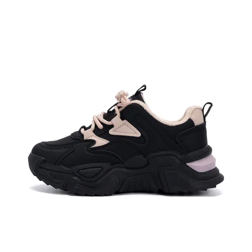 HUANQIU Устойчивые к истиранию Увеличивающие высоту Низкие кеды Женские Черный Розовый