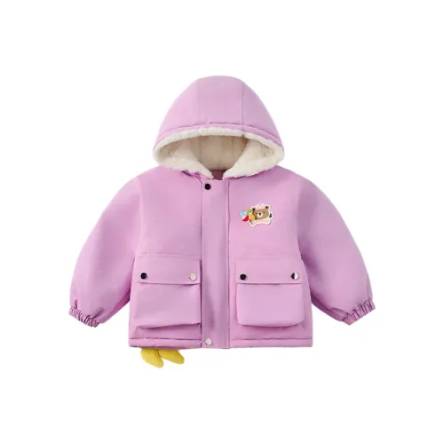 SHIBU Бежевый Little Девушка Ветряные мельницы Медвежонок Флис Подкладка Хлопковый пуховик Пальто Фиолетовый Kids Утеплённые куртки