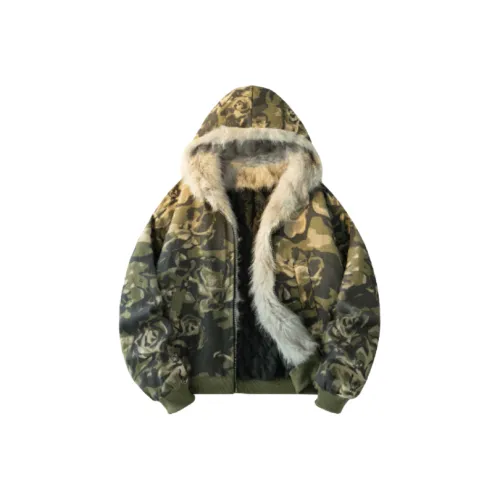 LINGSHI Камуфляж Унисекс Пуховики