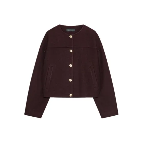 ZARA Бордовый Красный Женский Короткий Пальто