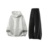 Белый, серый, топсайс, топ + черные штаны