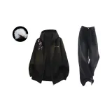 Комплект одежды (Черный кардиган с флисовой подкладкой + черно-серые джинсы)