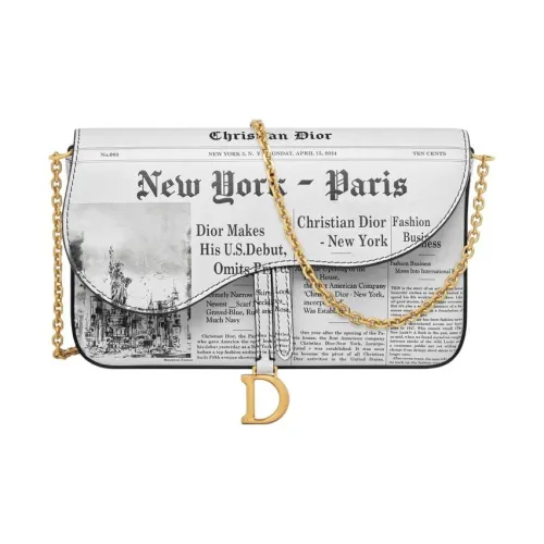 DIOR Седло Классический Этикетка Через плечо Кошелек Женская Белая