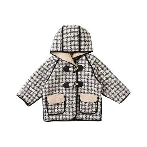 SHIBU Сладкий Дом 2450 Клетчатый флис с капюшоном утеплённая куртка белый для детей