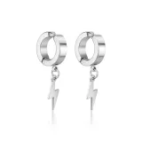 Серьги-клипсы с подвеской в виде молнии из серебра [1 пара]