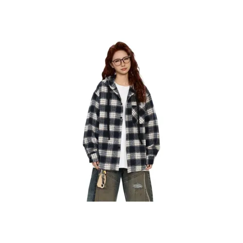 RUXU Черная рубашка в клетку унисекс