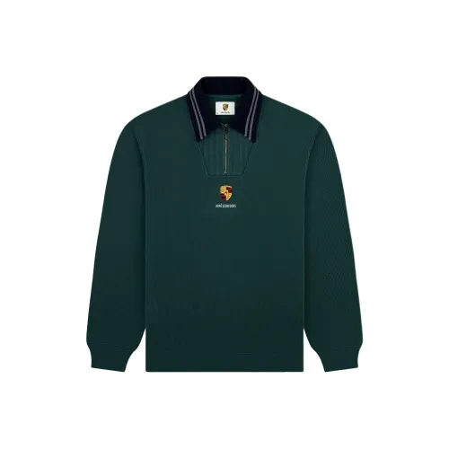 AIME LEON DORE X PORSCHE Коллаборация FW25 Жаккард Ожерелье-чокер Quarter Zip Пуловер Свитшот Унисекс