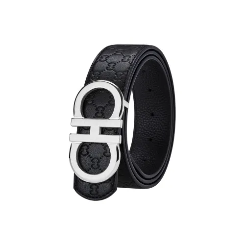 Coilenklaon Первый слой Кожаные ремни Мужской Золотой серебристый 3,8 см