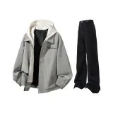 Мистический Серый Куртка + Черные Джинсы