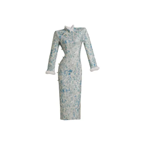 ONE PASS STUDIO Длинное платье с длинными рукавами женское