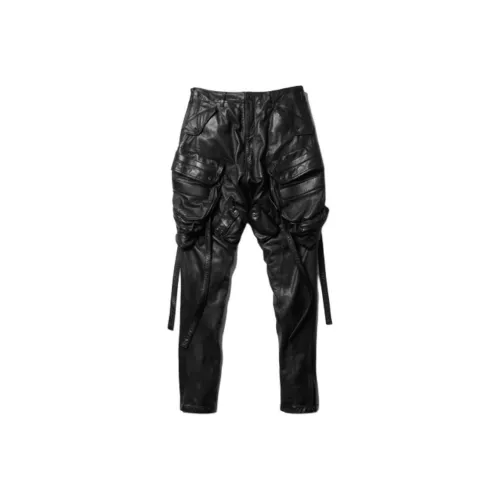 JULIUS Черные Мужские Кожаные Штаны