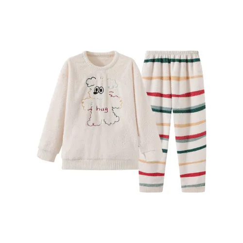 JINXU Экрю Женские Пижамные Комплекты