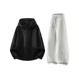 Графитовый черный топ + белые серые штаны Фотиния