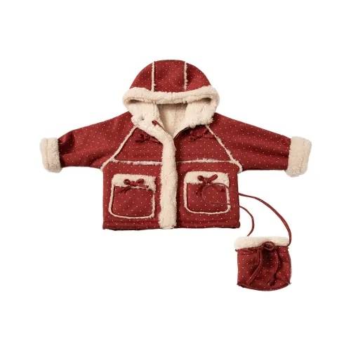 SHIBU Сладкий Дом Точка Бант Флис Подкладка Пальто 2713 Красный Kids Утеплённые куртки