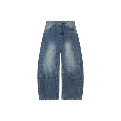 BIPOLAR Винтажные синие унисекс джинсы