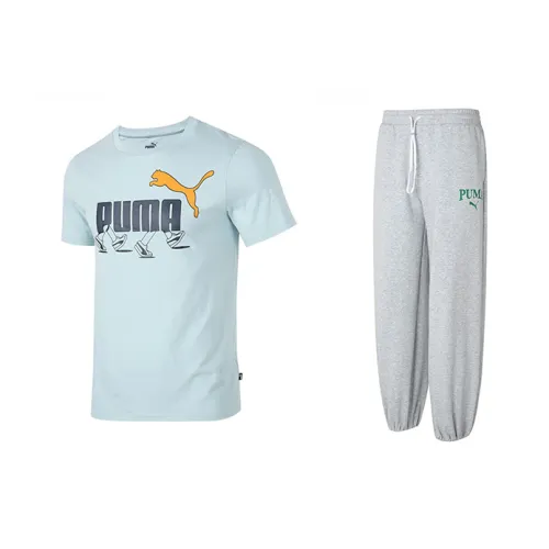 PUMA Clothing Sets Тропический Озерно-голубой Топ+Серый Низ Мужской Повседневная Спортивная Одежда
