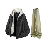 Ink Gray Jacket + Yellow Mud Jeans  
Черная Куртка + Желтые Грязные Джинсы