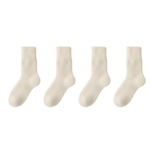 MADALLO [4 Pack] 4 Белые Унисекс MID Носки до икры