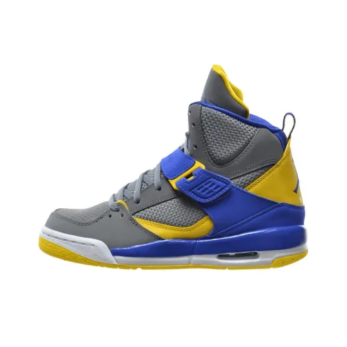 Jordan Flight 45 Детские баскетбольные кроссовки Высокий верх Серый Синий Школьный возраст