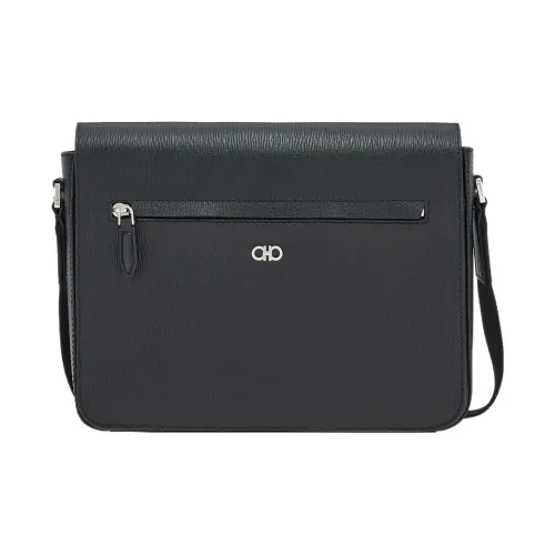 FERRAGAMO GANCINI Телячья кожа Курьерская сумка Сумка через плечо Мужская Черная