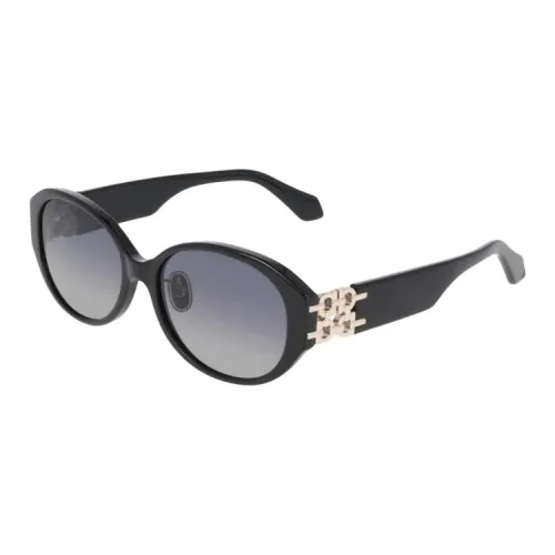 FERRAGAMO Пластик OVAL SUNGLASSES Женские Черный Коричневый Красный