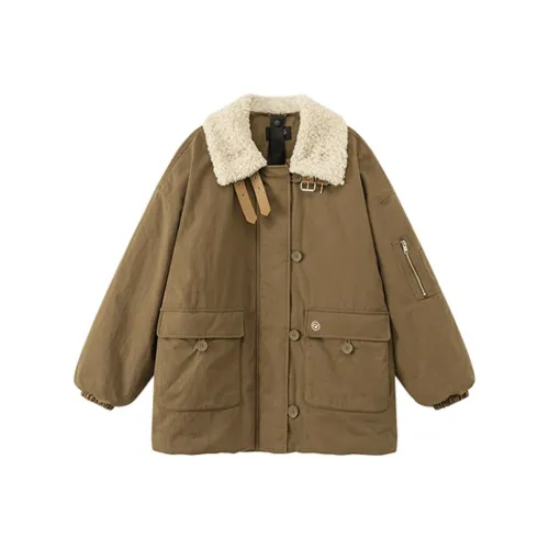 CHUU Горчичный зеленый Женские Пуховики