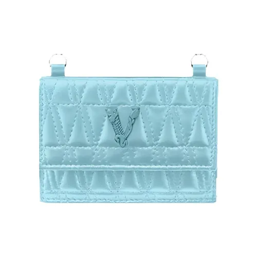 VERSACE Virtus Кожа Держатель для визиток Сумка на плечо Женская Синяя