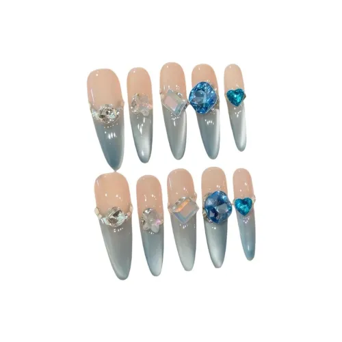 XIAMEIYU Danube Аквамарин Маленький Стразы False Nail Заостренный Тип Синий Градиентный