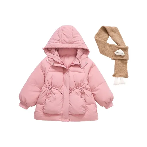 MILING Розовый пуховик + шарф Kids пуховые куртки