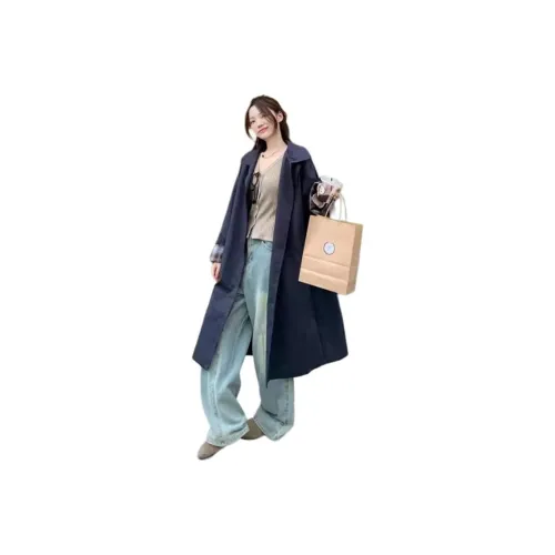 MDEHT Темно-синий женский тренч