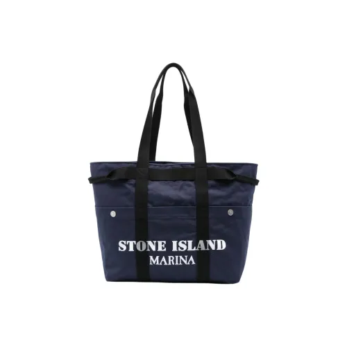 STONE ISLAND Marina Покрытый холст Сумка Тоут Сумка Сумка для покупок Сумка на плечо Сумка Мужская Синяя