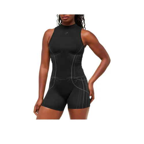 GYMSHARK Черный Графитовый Серый Женские Спортивные Майки Без Рукавов