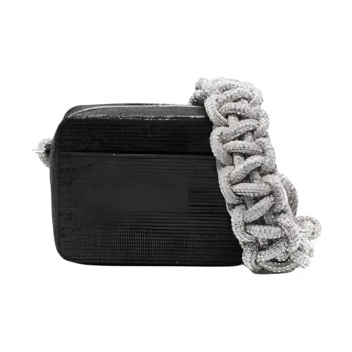 KARA COBRA Ткань Пэчворк Стразы Сумка через плечо Стандартная Женская Черная