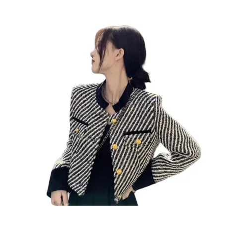 MDEHT Черный Белый Текстурированный Женский Куртки