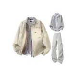 Бежевые+Светло-серые штаны+Желтая клетка рубашка+Случайный свитшот