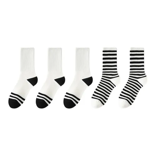 Lanza Осенние и зимние носки для ног женские 5 пар черный белый цвет полосы