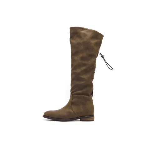 UNCLEWEN Какао XILI Колено Высокие сапоги 3 см Женские