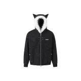 Чёрный, съемный меховой воротник