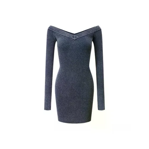 Showroom Plus Джинсовый синий Женские Длинные Платья с рукавами