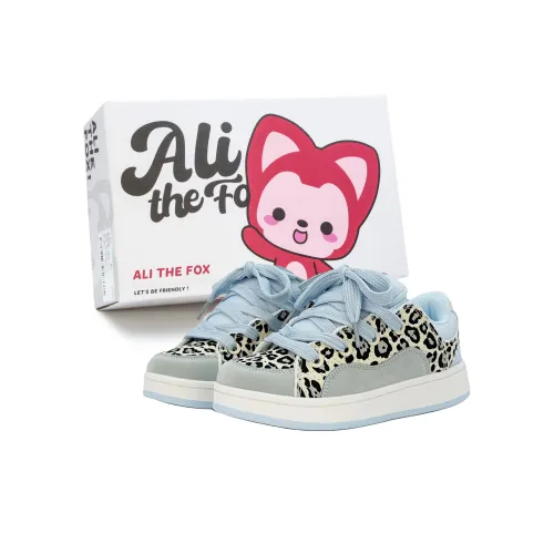 Али Тх Фокс Скейтборд Кроссовки Низкие Синий Леопардовый Принт Флисовая Подкладка Женские