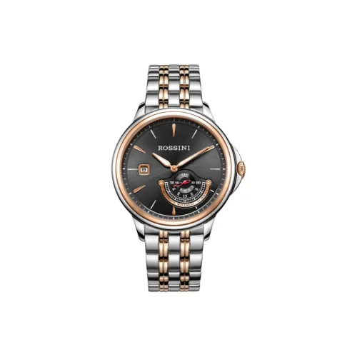 ROSSINI Medallion Collection Механическое устройство часы с ремешком из нержавеющей стали черный циферблат мужские часы