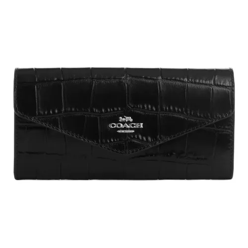COACH Кожа Конверт Кошелек Маленький Женский Черный