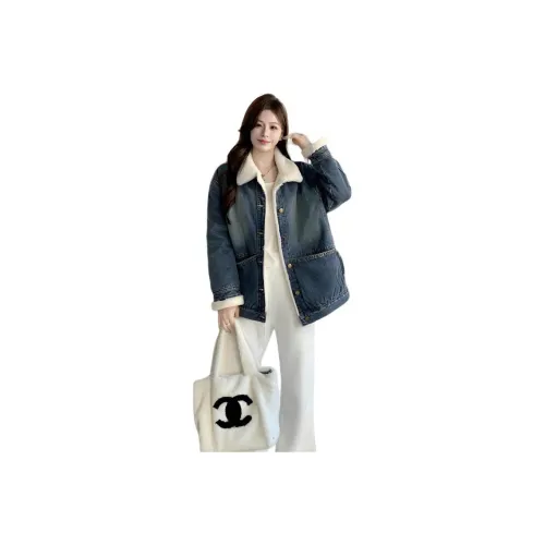 MDEHT Синий Женские Джинсовые Куртки