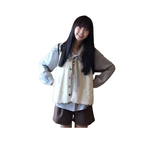 MDEHT Рубашка + Жилет Женские Рубашки