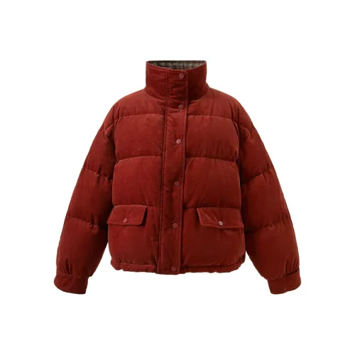 3COLOUR Кирпичный Красный Клетка Женские Пуховики