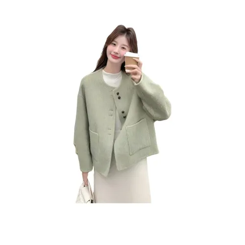 MDEHT Зеленый Женский Короткий Пальто